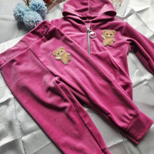 Dres dziewczęcy z misiem – różowy