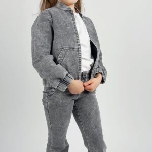 Kurtka jeansowa dziewczęca – szary denim