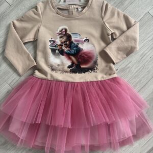 Bawełniana sukienka z lalą i tiulem