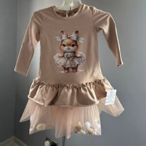 Bawełniana sukienka z króliczkiem i tiulem