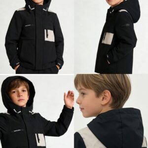 Kurtka chłopięca z kapturem czarna