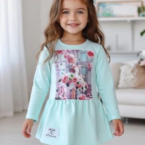 Bawełniana sukienka miętowa z zamkiem