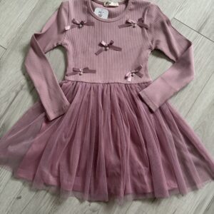 Sukienka dziewczęca pudrowy róż z tiulem