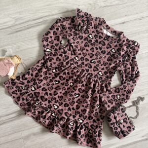 Welurowa sukienka w serduszka z torebką