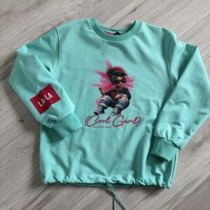 Bluza dziewczęca miętowa z aplikacją lali