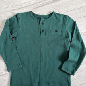 Bawełniana bluza w kolorze butelkowej zieleni – zapinana na guziki