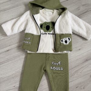 3-częściowy komplet chłopięcy Koala – zielony z bluzą na zamek