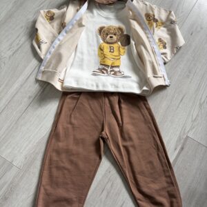 Komplet miś w kolorze śmietankowo brązowym