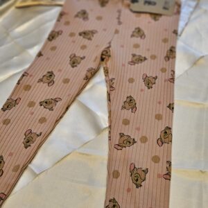 Prążkowane legginsy dziewczęce w misie – bawełniane