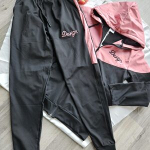 Różowo-czarny komplet dresowy dla dziewczynki