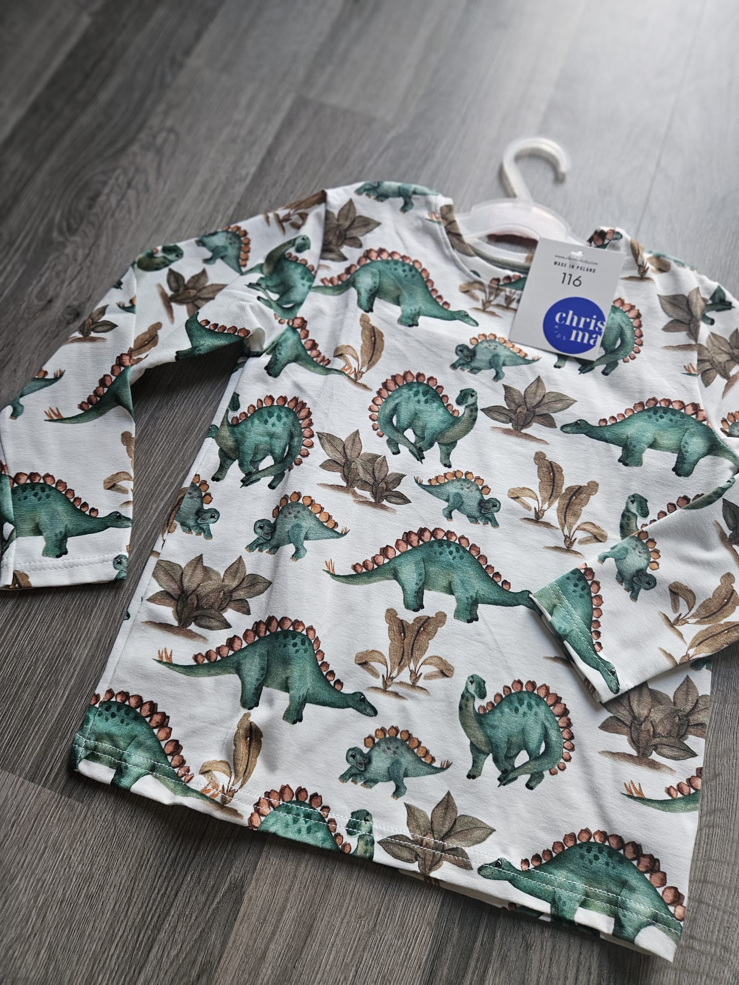 Bluzka chłopięca z długim rękawem – dinozaury - obrazek 3