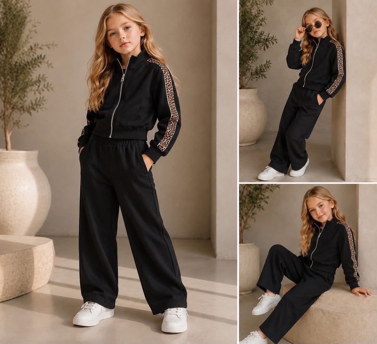 Stylowy czarny dres dziewczęcy